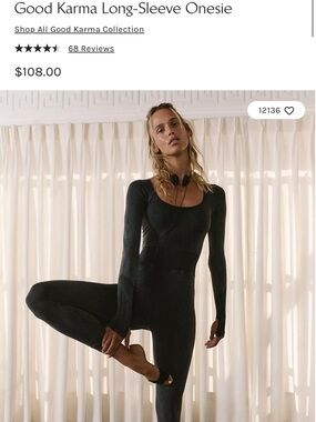 FP Movement by Free People Black Good Karma Long-Sleeve Onesie